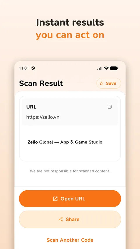 QR Tap: scan result with one-tap actions
