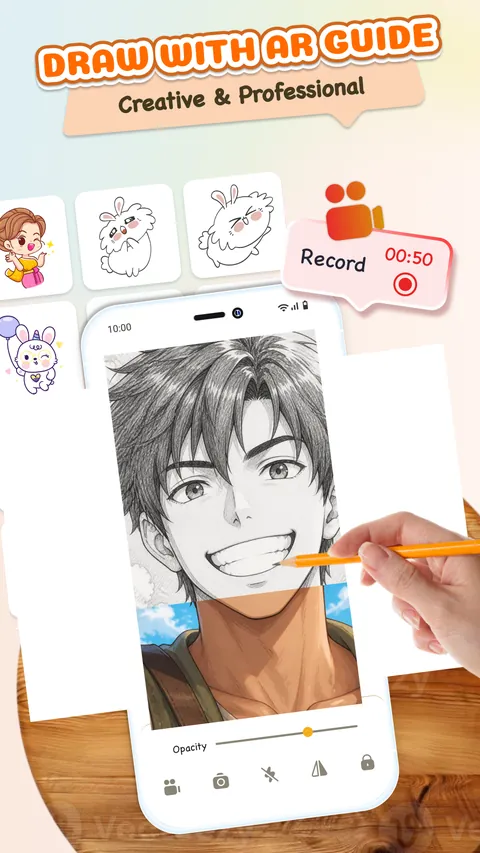 Tracora: drawing with the AR guide and recording